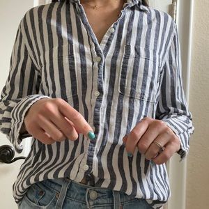 Linen button down striped shirt